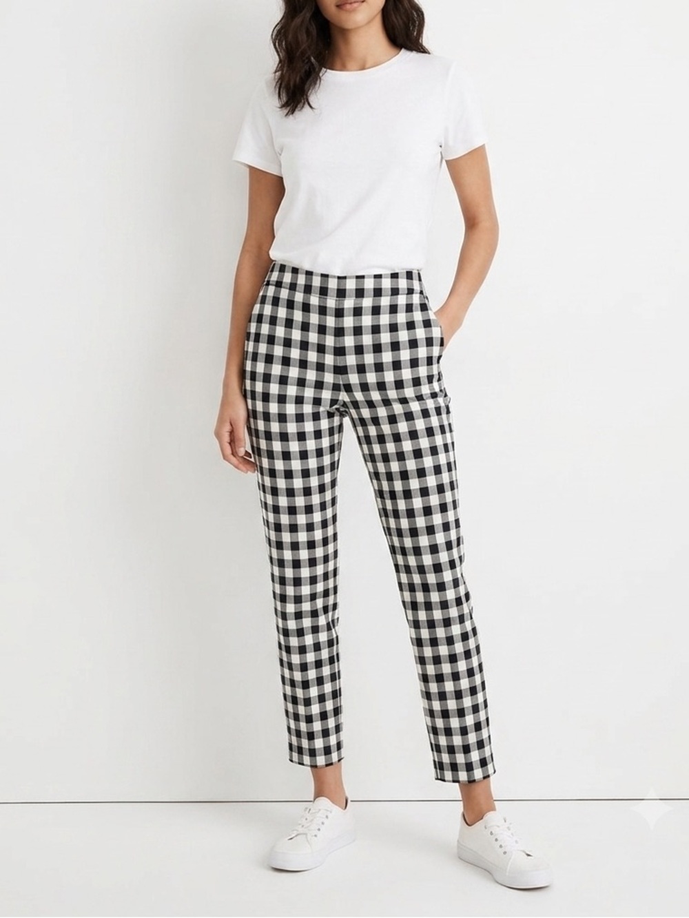 TAHARI Women’s Black & White Gingham Pants Checkered Office Career Trousers❤️